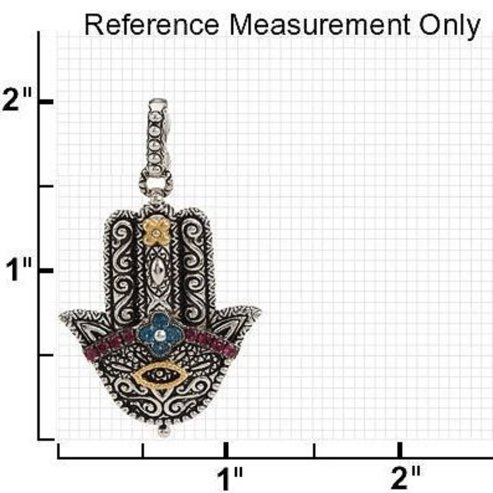 Barbara Bixby Sterling 925 18K Gemstone Hamsa Enhancer London Blue Topaz Garnet - Picture 5 of 5
